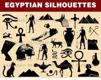 Egypt Silhouette Pack - 35 Designs | Digital Download | Egypt SVG, Egypt PNG, Egyptian, Egypt Pyramids, Egyptian Symbols, Egyptian Pharaohs