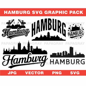 Hamburg Skyline SVG Vector Graphic Bundle: City Silhouette (Digital Download)
