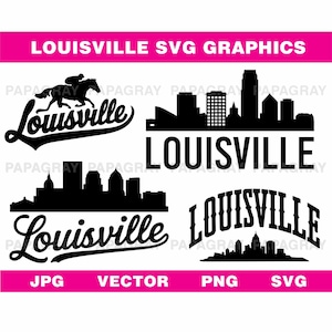 Louisville Skyline SVG-vectorbundel: Kentucky City-silhouet (digitale download)