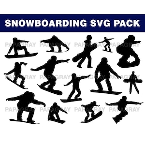 Snowboarding SVG Silhouette Pack - 17 Designs | Digitaler Download | Snowboarding SVG, Snowboard PNG, Snowsurfing Grafik, Boarding PNG Design