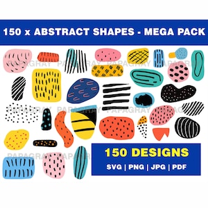 Formes abstraites SVG PNG - 150 modèles | Téléchargement numérique | Graphiques de formes conceptuelles, clipart abstrait, formes de scrapbooking