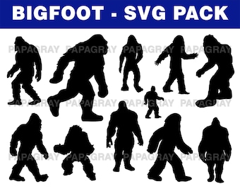 Bigfoot Silhouette Pack - 11 Designs | Digital Download | Bigfoot SVG, Bigfoot PNG, Bigfoot Vector, Sasquatch SVG, Sasquatch png Graphic