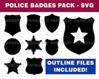 Police Badges Silhouette Pack - 11 Designs | Digital Download | Sheriff Badges SVG, Police Badges PNG, Police Badges Vector, Police Svg