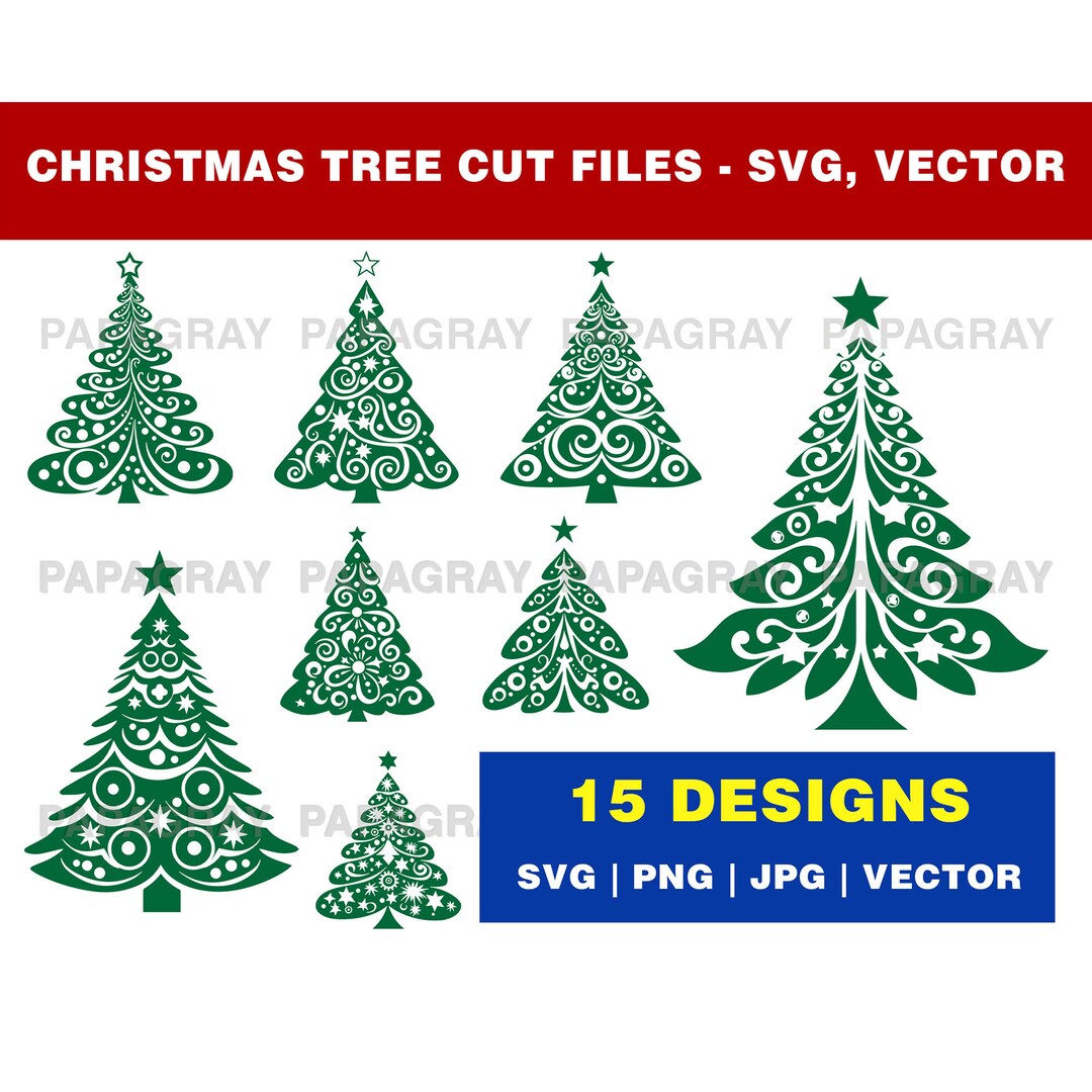 Decorative Christmas Tree SVG Cut Files - 15 Designs | Digital Download ...