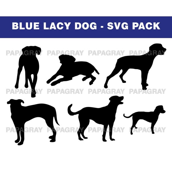 Blue Lacy Dog Silhouette Pack - 6 Designs | Digital Download | Blue Lacy Dog SVG, Blue Lacy SVG, Blue Lacy Dog Graphic, Blue Lacy Dog Shape