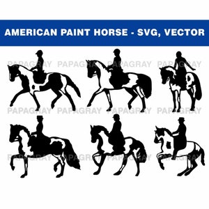Paint Horse Silhouette Pack - 10 Designs | Digital Download | American Paint Horse SVG, Paint Horse Equestrian Vector