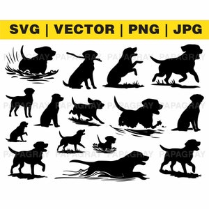 Labrador SVG silhouet bundel, labrador retriever vector pack, honds labrador clipart, hond graphics, gesneden bestanden voor snijmachines