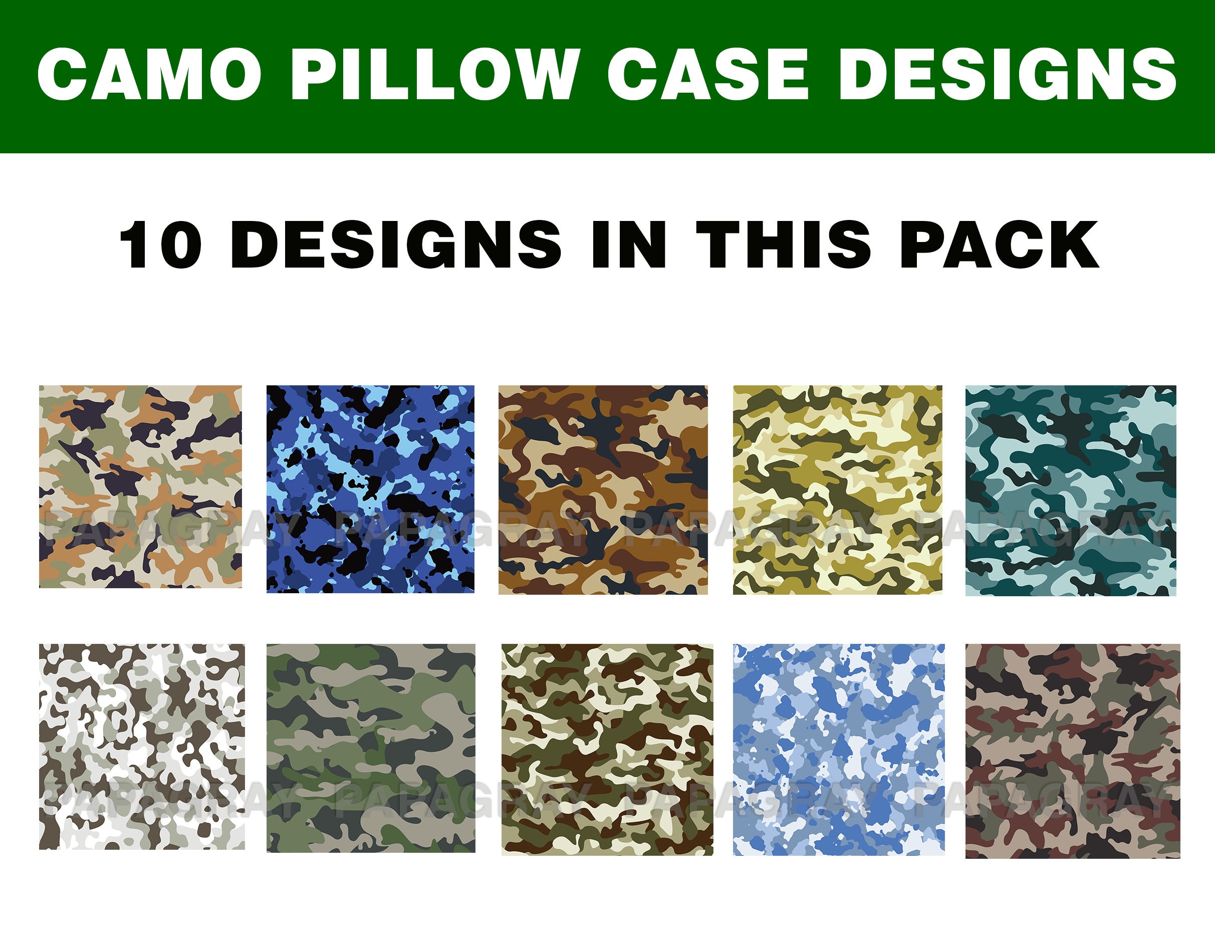 10 Camo Pillow Case Sublimation Designs Digital Download Etsy