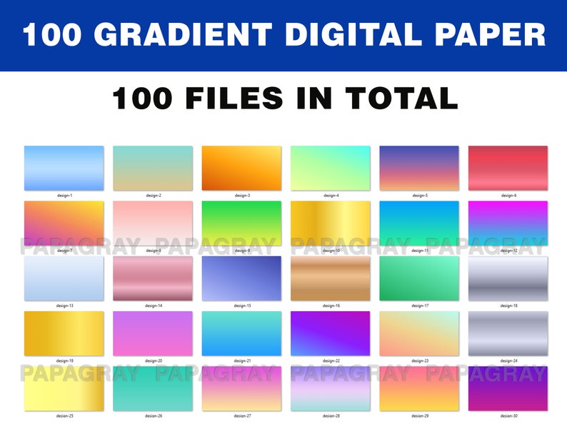 100 Gradient Digital Paper 300 DPI Digital Download 100 Backgrounds, 100 Gradient Backgrounds, Digital Paper Gradient PNG image 2