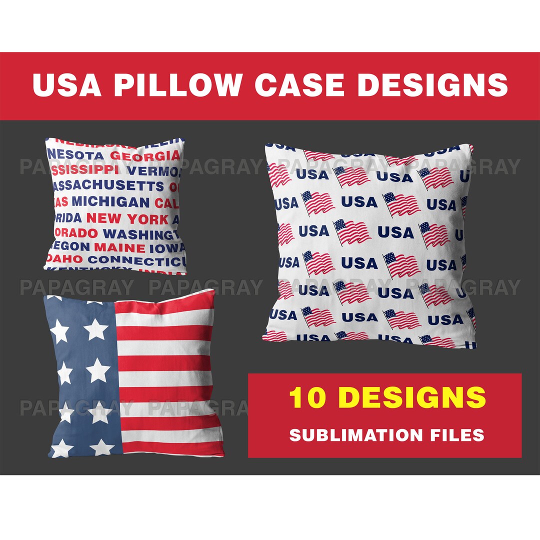 10 USA Pillow Case Sublimation Designs Digital Download America