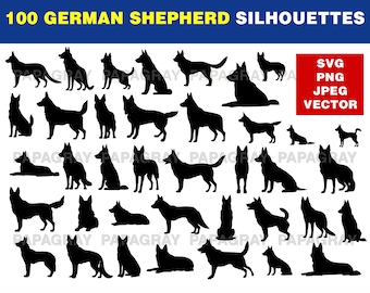 German Shepherd Silhouette MEGA Pack: 100 Dog Vector Designs (Digital Download)