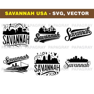 Savannah Georgia SVG Vector Graphic Bundle (Digital Download)