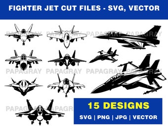 Fighter Jet SVG Cut Files - 15 Designs | Digital Download | Military Plane Graphic, Striker Aircraft Vector, Fighter Plane Cut File