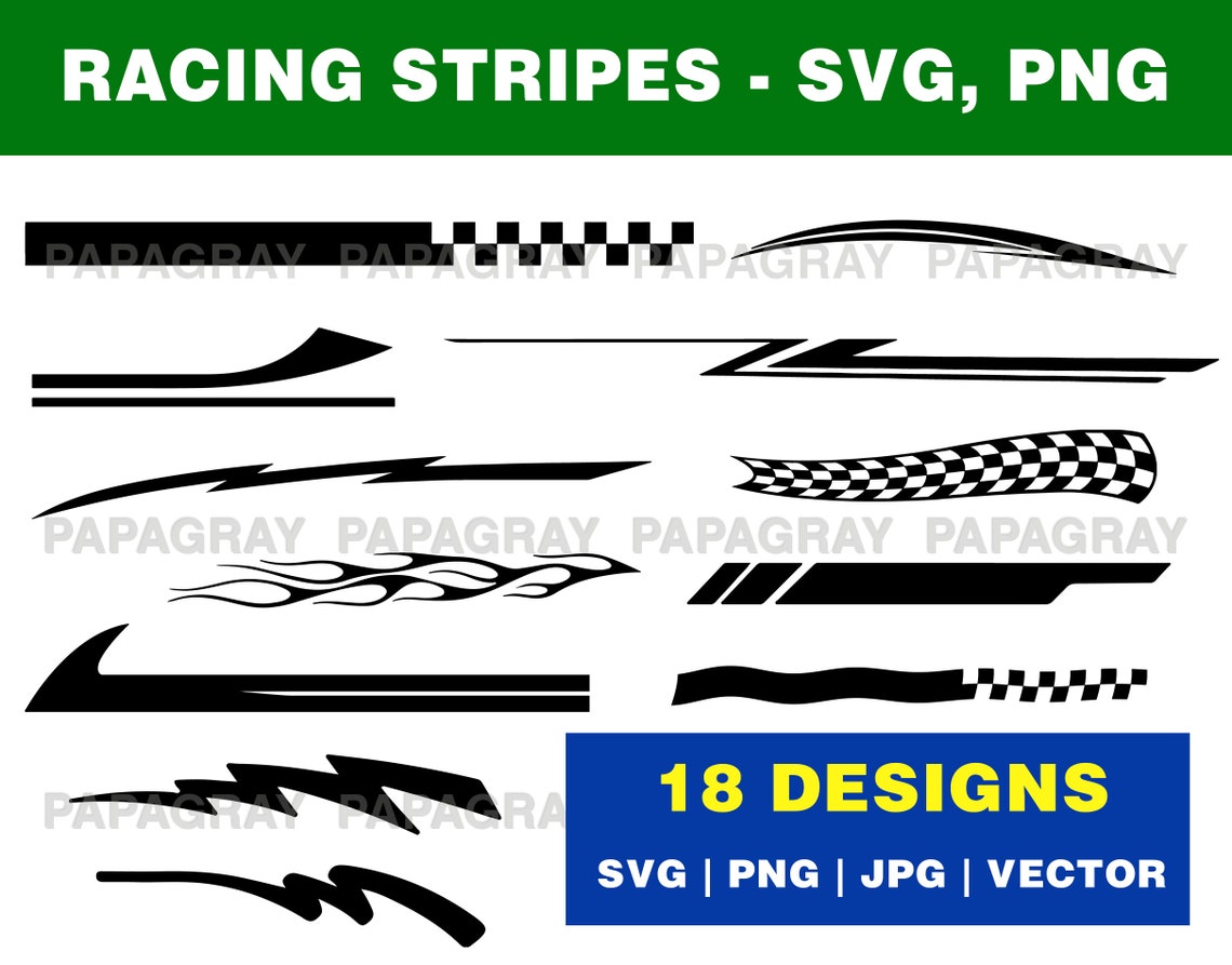 Car Racing Stripes Decal Pack 18 Designs Digital Download - Etsy