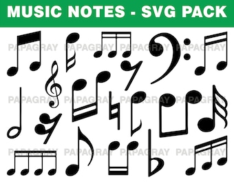Musiknoten SVG, PNG, Vektor - Musiknote Silhouette-Pack | Digitaler Download | Musiknoten, Musiknoten, Semibreve, Quaver, Orchester
