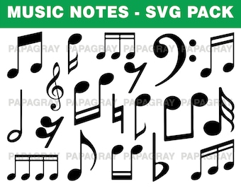 Music Notes SVG, PNG, Vector - Musical Note Silhouette Pack | Digital Download | Music Notes, Musical Notes, Semibreve, Quaver, Orchestra