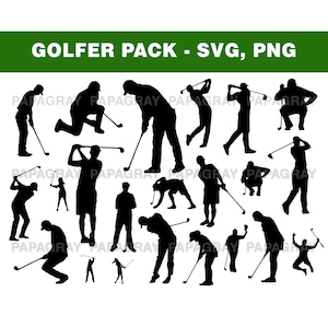 Golfer Silhouette SVG-Pack - 30 Designs | Digitaler Download | Golf SVG, Golfspieler PNG, Golfspieler Jpg, Golfspieler Form, Golfspieler Gliederung