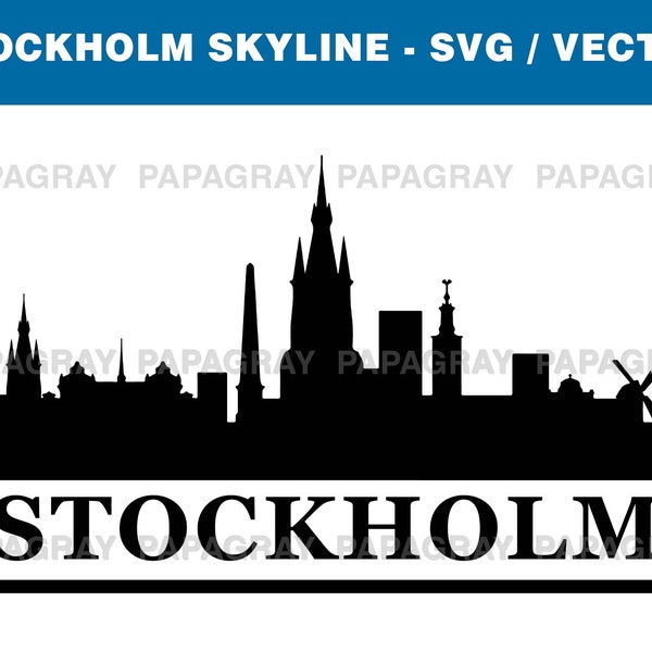 Stockholm Skyline SVG | Digital Download | Stockholm SVG, Stockholm Sweden PNG Vector, Stockholm City Skyline