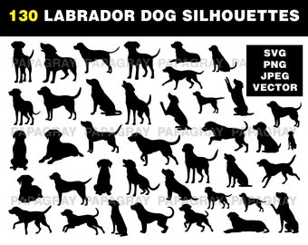 Labrador Dog Silhouettes: 130 Vector Graphics (Digital Download)