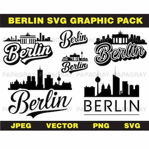 Berlin Skyline SVG Vector Graphic Bundle - 6 Designs | Digital Download | Germany Silhouette, Berlin Cityscape SVG Cut File