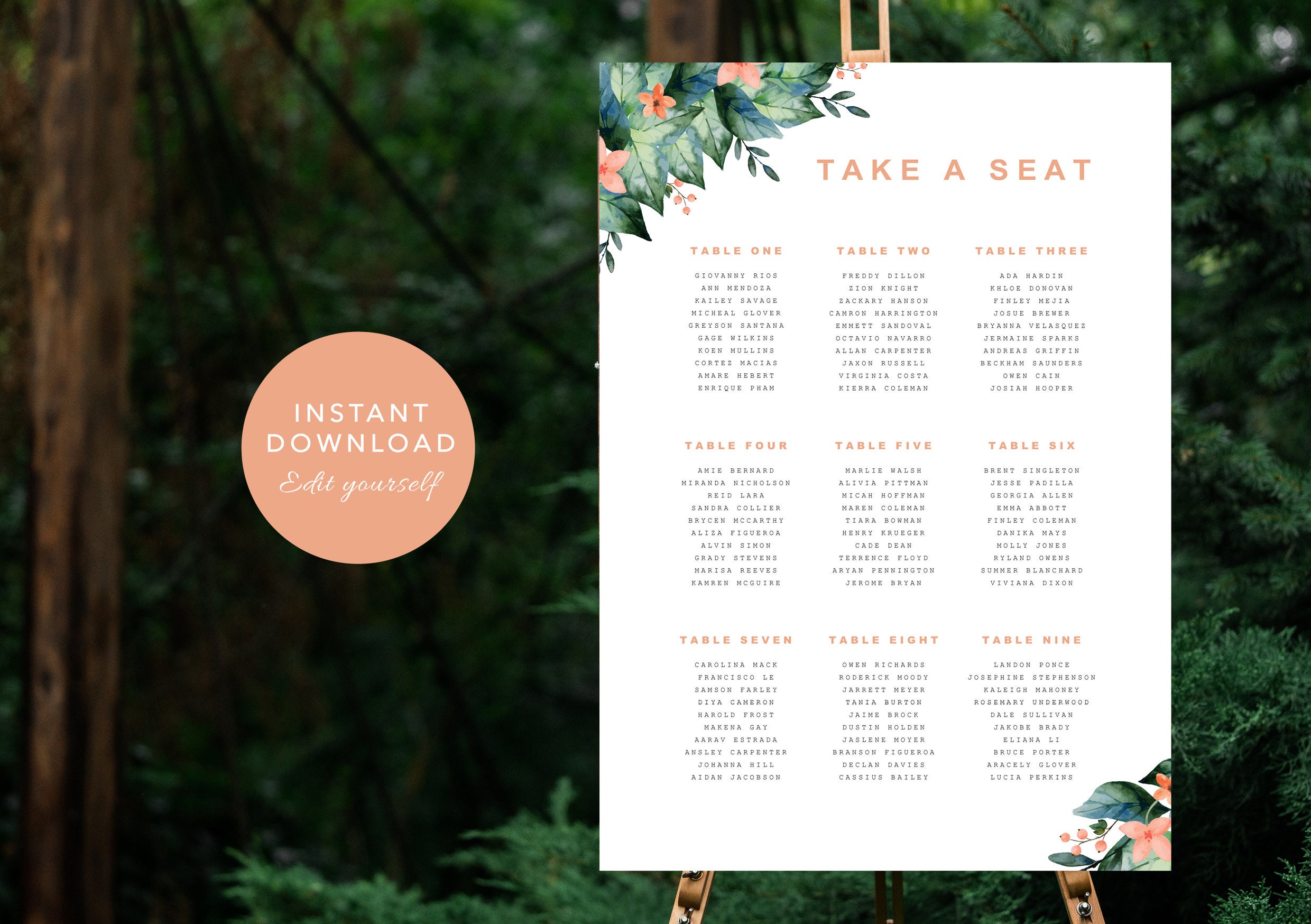 Wedding Seating Plan Template Instant Download Editable Printable Wedding Seating Plan Template Instant Download Editable Printable