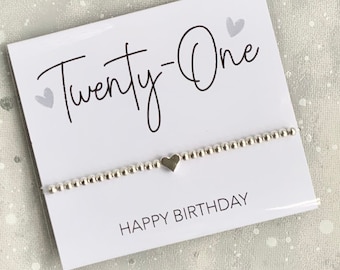 Twenty one happy birthday silver bracelet, 21st birthday charm bracelet, 21st birthday gift, 21st birthday jewellery, 21st birthday girl