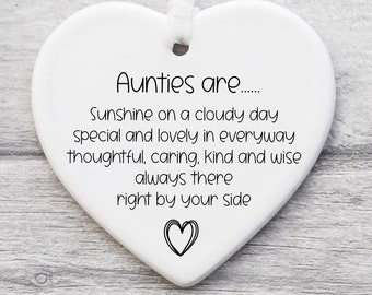 Auntie Heartshape Keepsake Ceramic Ornament with Poem, Auntie Gift, Personalised Auntie Gift, Auntie Birthday Gift, For a Special Auntie,