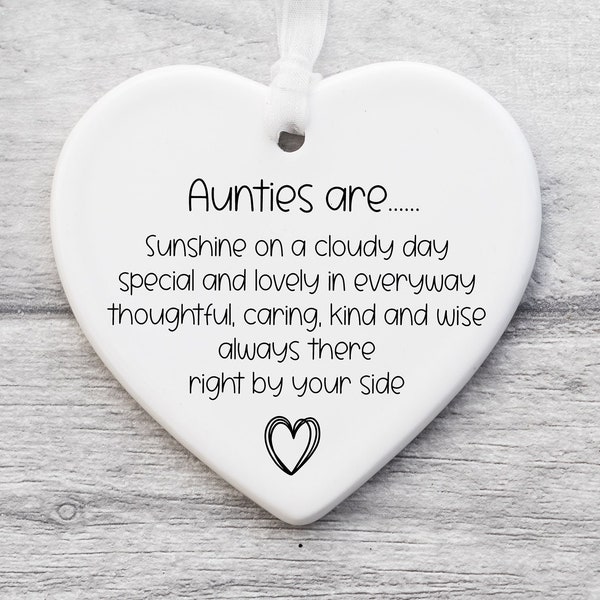 Auntie Heartshape Keepsake Ceramic Ornament with Poem, Auntie Gift, Personalised Auntie Gift, Auntie Birthday Gift, For a Special Auntie,