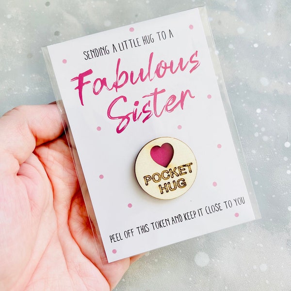 Fabulous Sister Pocket Hug, Sister Hug Token, Gift for my sister, Special Sister, Send a cuddle, Pocket hugs