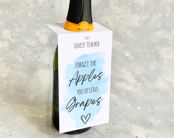 Funny teacher thank you Prosecco/Wine Bottle Tag, Thank you teacher gift, teacher bottle tag, teacher wine gift, thank you teacher gifts