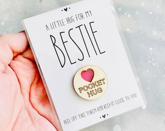 A little hug for my Bestie Pocket Hug, Bestie Hug Token, Gift for best friend, Special Friend gift , Send a cuddle, Pocket hugs