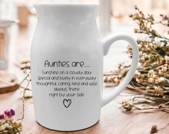 Auntie Ceramic Flower Vase, Special Auntie Gift, Auntie birthday gift, lovely Auntie Gift, Auntie Vase, Vase for Auntie, Aunt Gift,