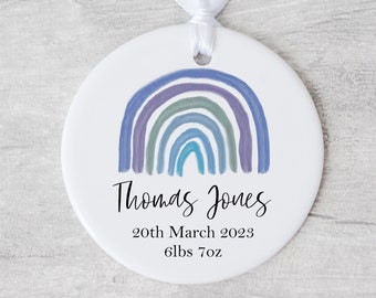 Personalised New Baby Keepsake | Ceramic decoration | new baby boy ornament, personalised baby boy gift, baby boy keepsake