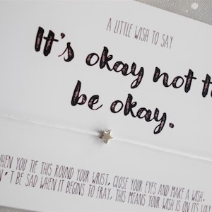 Its okay not to be okay Wish Bracelet, Mental Health Gift, Mental Health Awareness gift, Positive gift, Cheer up gift, star bracelet image 3