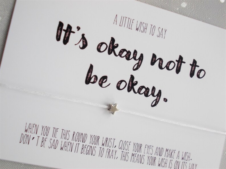 Its okay not to be okay Wish Bracelet, Mental Health Gift, Mental Health Awareness gift, Positive gift, Cheer up gift, star bracelet image 3