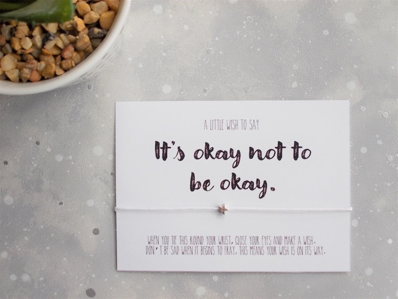 Its okay not to be okay Wish Bracelet, Mental Health Gift, Mental Health Awareness gift, Positive gift, Cheer up gift, star bracelet image 1