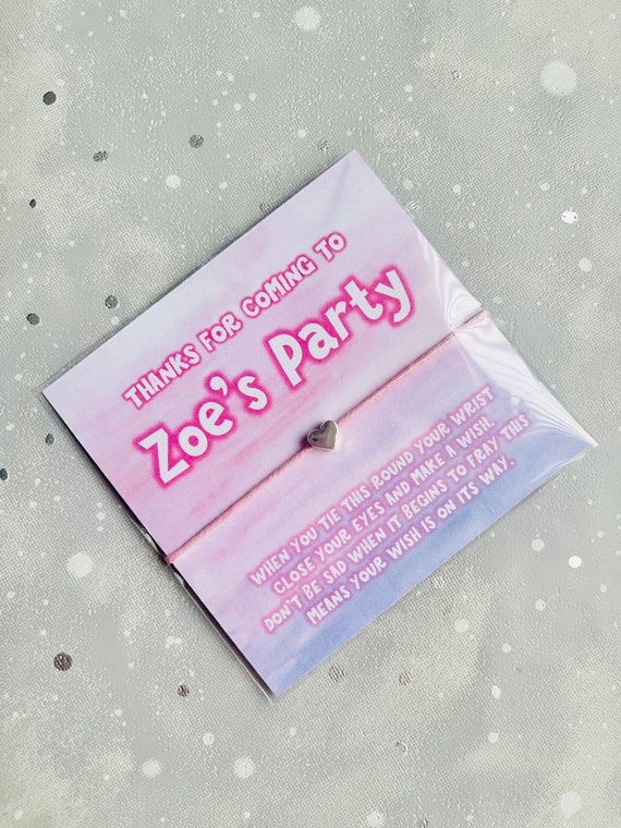 Personalised Pink Wish Bracelets Girls Birthday Party Bag Fillers Girls Party Favours Girls Birthday Favours Etsy Ireland