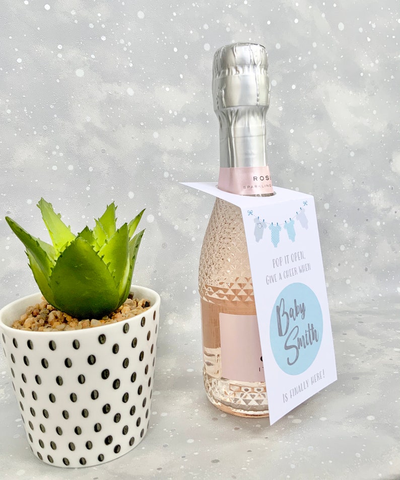 Baby Boy Baby Shower Prosecco Tag Personalised Baby Shower Etsy