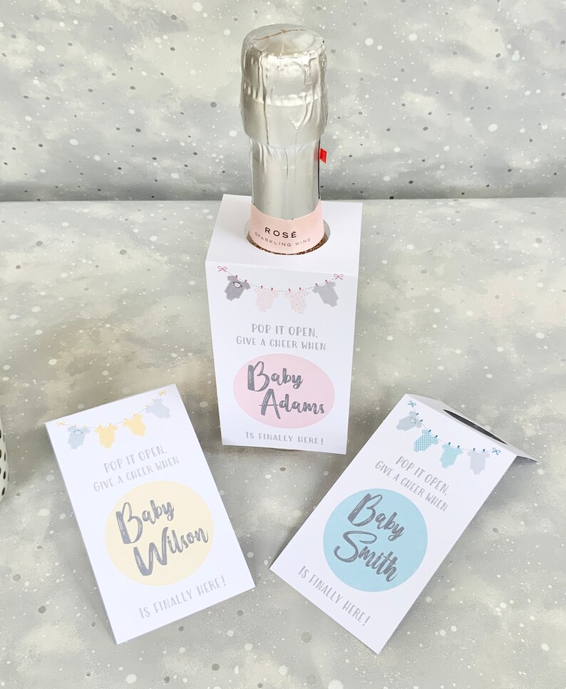 Baby Boy Baby Shower Prosecco Tag Personalised Baby Shower Etsy