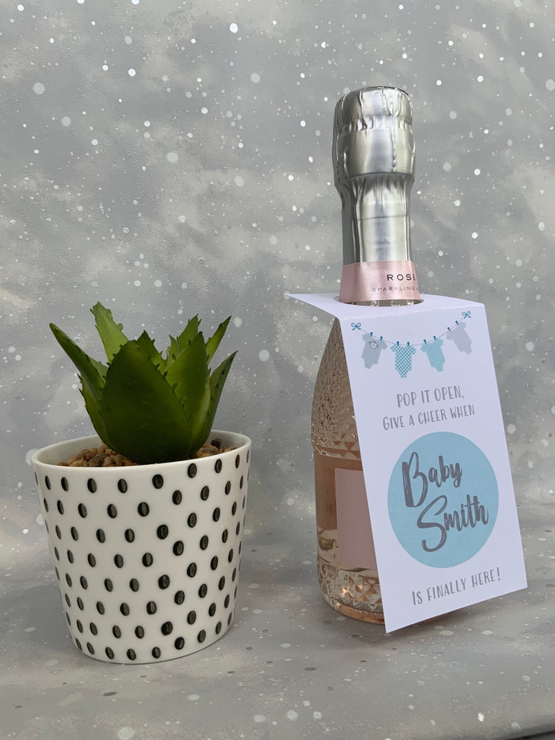 Baby boy baby shower prosecco tag personalised baby shower Etsy