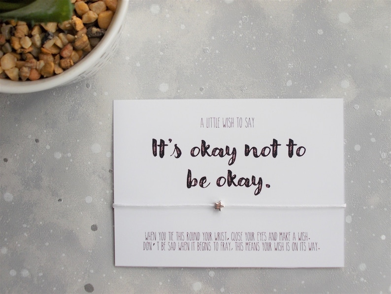 Its okay not to be okay Wish Bracelet, Mental Health Gift, Mental Health Awareness gift, Positive gift, Cheer up gift, star bracelet image 2