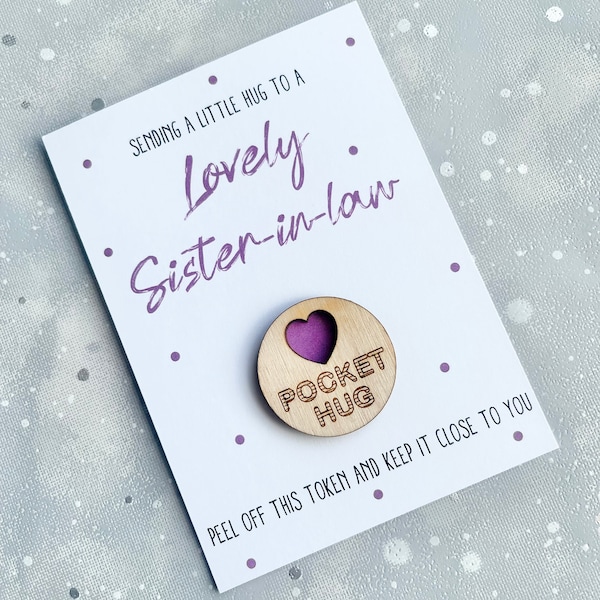 Lovely Sister in Law Pocket Hug, Sister in law Hug Token, Gift for my sister in law, Special Sister in law, Send a cuddle, Pocket hugs