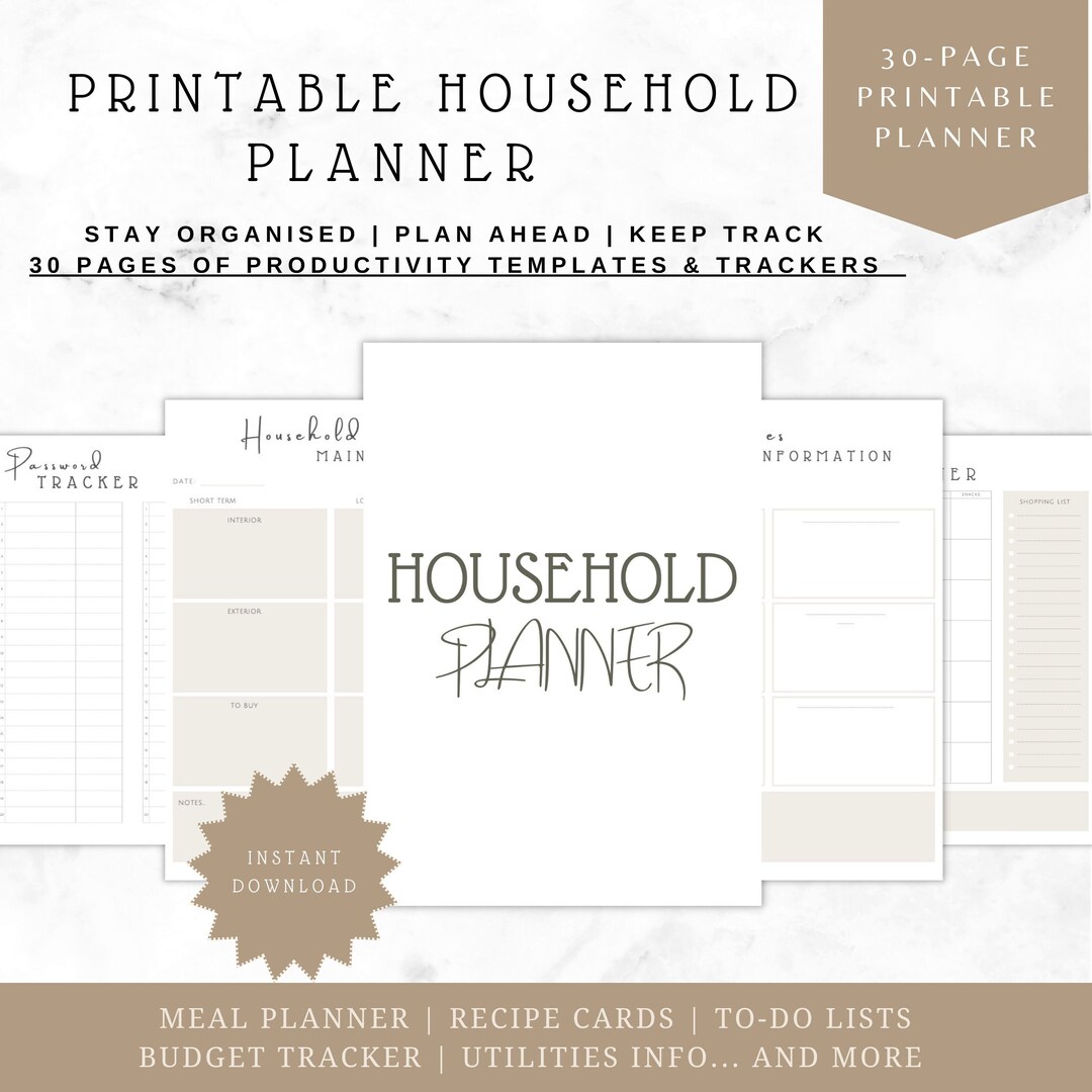 Household Planner Printable Household Management Household Budget ...