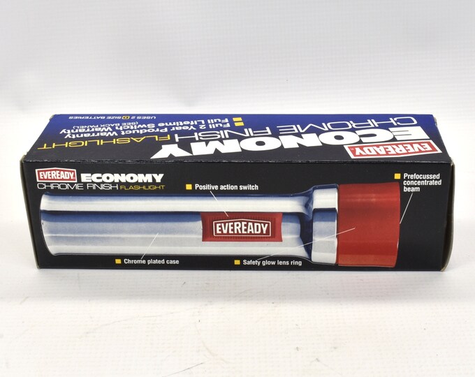 Vintage 1980 Energizer Eveready Flashlight Working Condition With Red