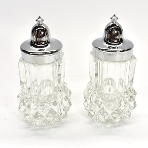 Indiana Glass Co. Diamond Point Salt and Pepper Shakers With Original Box