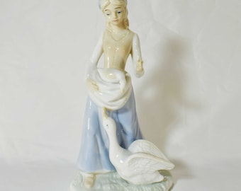 Porcelain Girl with goose Shepherdess collectible figurine vintage