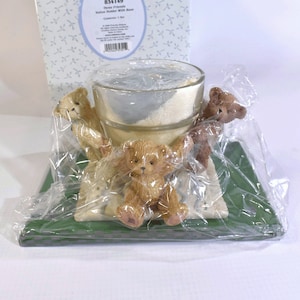 Cherished Teddies Three Fiends votive holder with base 834149 candle holder