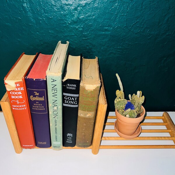 Bibliothèque de bureau vintage — étagère de table coulissante réglable en bois — cuisine, chambre, bureau