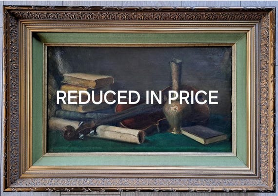 油絵？　アンティーク　絵画　ヴァイオリン 油絵？アンティーク絵画ヴァイオリン