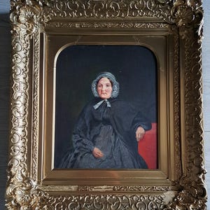 1854 a Very Rare !! Antique Portrait Oil Painting by Famous Artist Lefevre James Cranstone 1822-1893 with works in the Met and White House